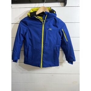 KJUS Boys FRX Insulated Ski Jacket - Size 116 (US 6) Blue Yellow NWOT